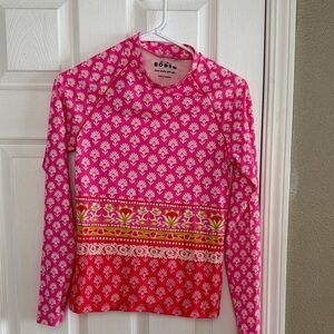 Boden Girls Pink Floral Long-Sleeve Swim Rashguard